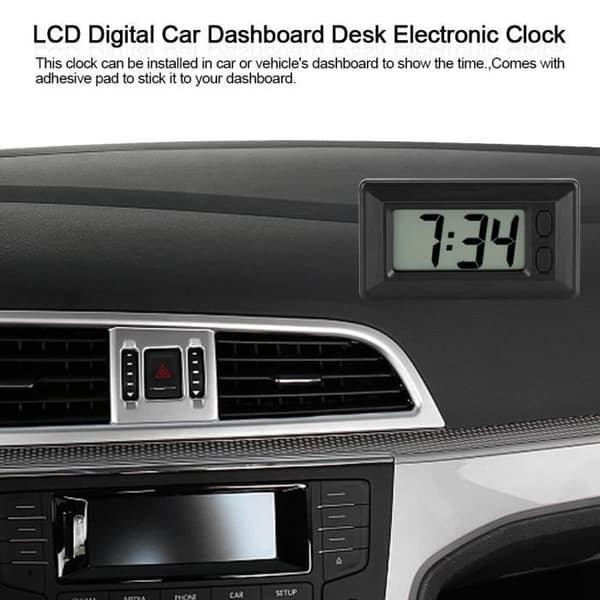 Digital klocka - LCD - Visar tid och datum - Självhäftande montering - Kompakt och bärbar