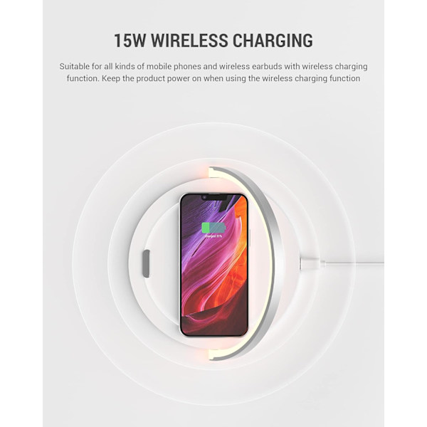 Wireless Charger Bedside Lamp, Touch Table Lamp, LED Night Light