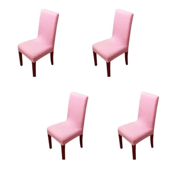 4 st - Töjbara stolsöverdrag för bröllop, modern matrumsdekoration med elastiskt band (rosa)