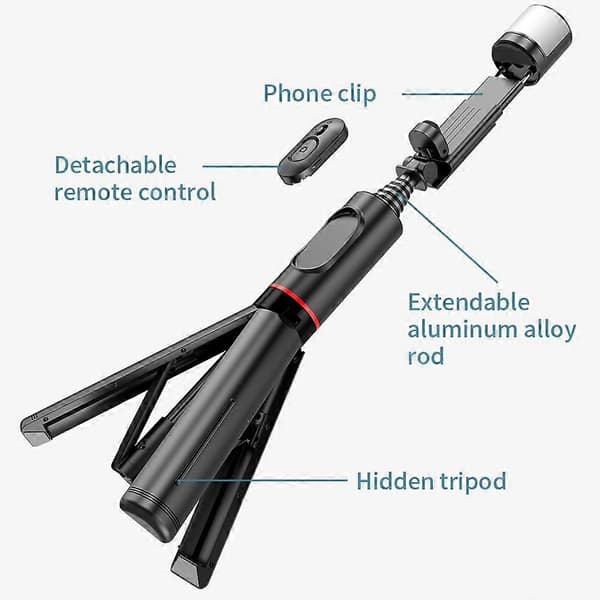 Q12s Bluetooth Fjernkontroll Roterbart Fyllys Stativ Selfie Stick Not Specified