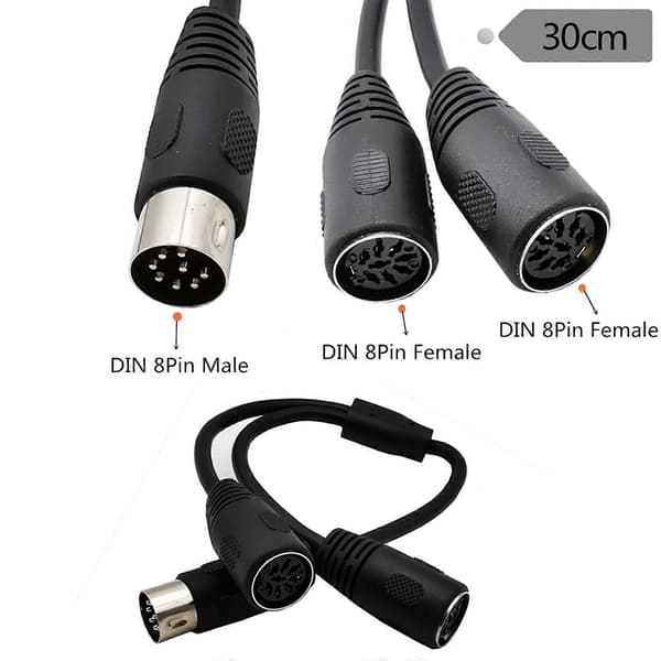 Splitter 8 Pin DIN Y Adapterkabel 1 Han til 2 Hun til Lydenheder Multicolor
