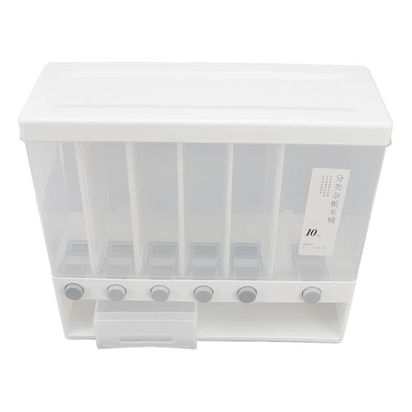 10L Wall Mounted Cereal Dispenser 6 Compartments Pressed Sealed Dry Food Storage Container