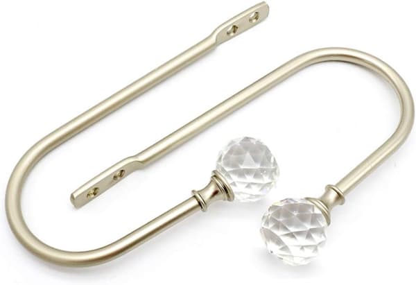 4 Pieces U-shaped Curtain Tiebacks with Clear Crystal Balls for Wall DXGHC
