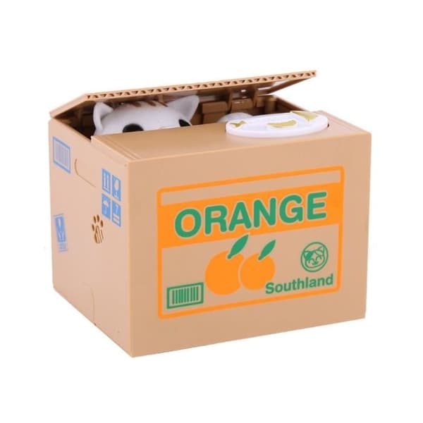 2 stk. sparegris sparekasse penge boks hvid kat gave til barn