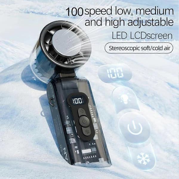 IceRush Turbo Håndholdt Ventilator med Direkte Køleplade & LED-Lys Pink