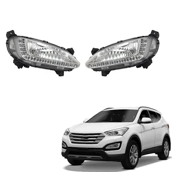 Bil LED DRL Tåkelys for Hyundai Santa Fe IX45 2013-2017 Automatisk Kjørelys Dagkjørelys Bu high quality left