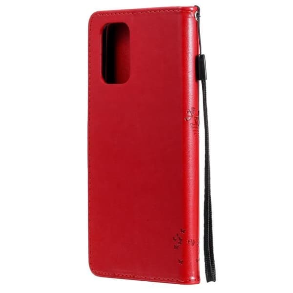 Fodral för Xiaomi Redmi Note 10 4G/Note 10S 6.43\" Rött Kattträd Läder Flip Telefonfodral med Magnetlås