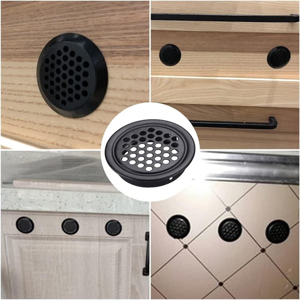 Runde ventilationsgitre 10 stk Runde ventilationsgitre til udendørs Ø 53 mm Rustfrit stål Sorte ventilationsgitre Oprethold luftstrømmen til køkken