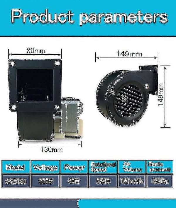 220V 40W Ovnblæser Luftblæser Lille Centrifugalblæser Kedelblæser Ventilator Varmekøler (hy)-B1