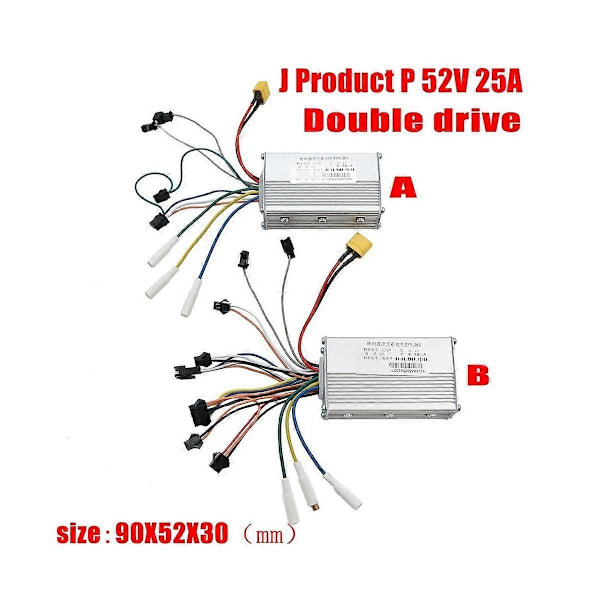 Elektrisk Scooter Dual Drive Controller JP 48V 52V 60V 25A 50A Brushless Controller AB Front Baghjuls Drive Controller Kit,1 Black