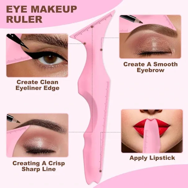 4 Pcs Eyeliner Stencils, Silicone Winged Tip, Professional & Quick Cat Eye Makeup Tool for Beginners (Pink)