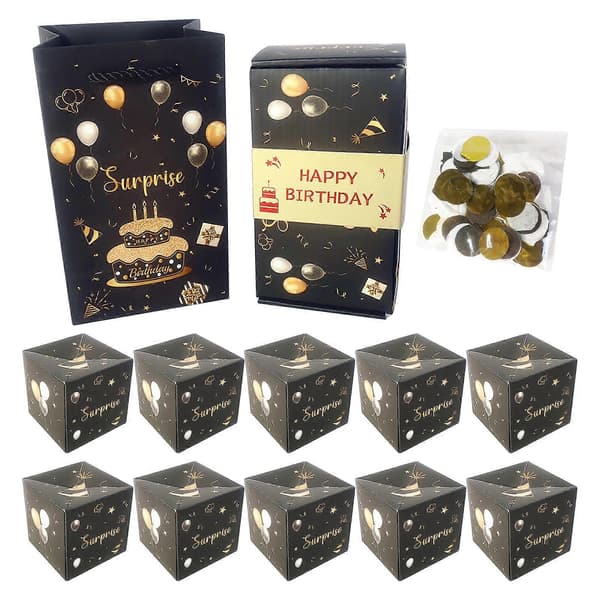 Överraskningspresentförpackning Överraskningshoppförpackning Hoppresentförpackning Lämplig för födelsedagsfest Julårsdag 10 Studsar 241997 Black