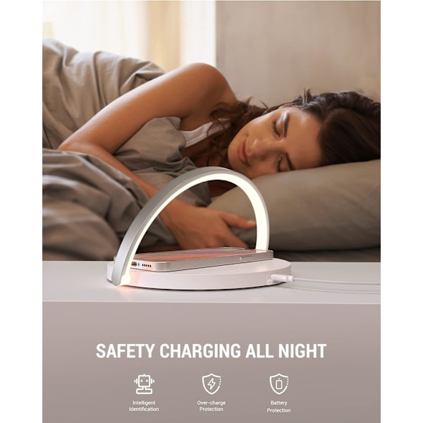 Wireless Charger Bedside Lamp, Touch Table Lamp, LED Night Light