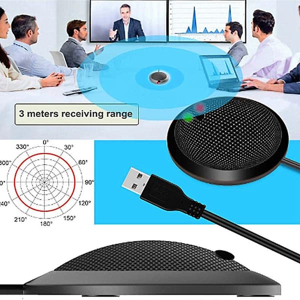 Konference USB-mikrofon, omnidirektionel kondensatormikrofon til PC med mute-knap LED-indikator, pl