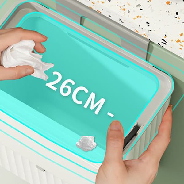Wall-mounted Trash Can with Sliding Lid Small Kitchen Waste Bin for Bedroom Bathroom 9L White