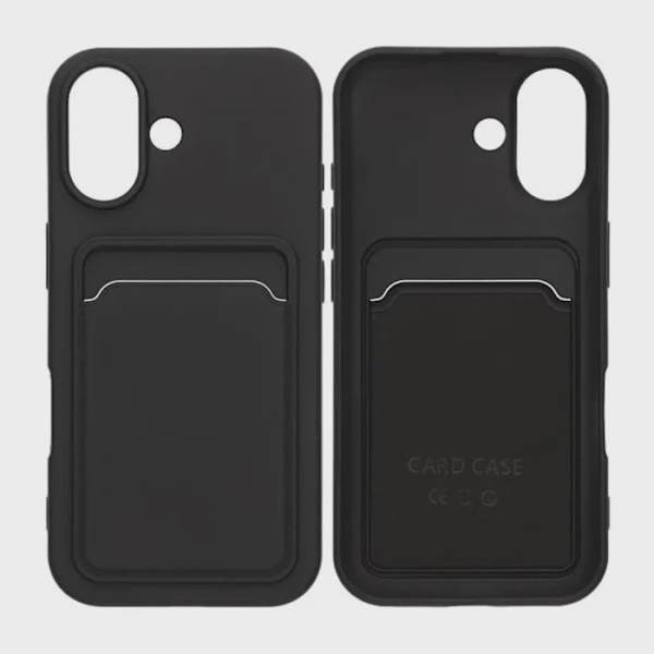 Mobilcover Silikone med Kortholder til iPhone 17 - Sort