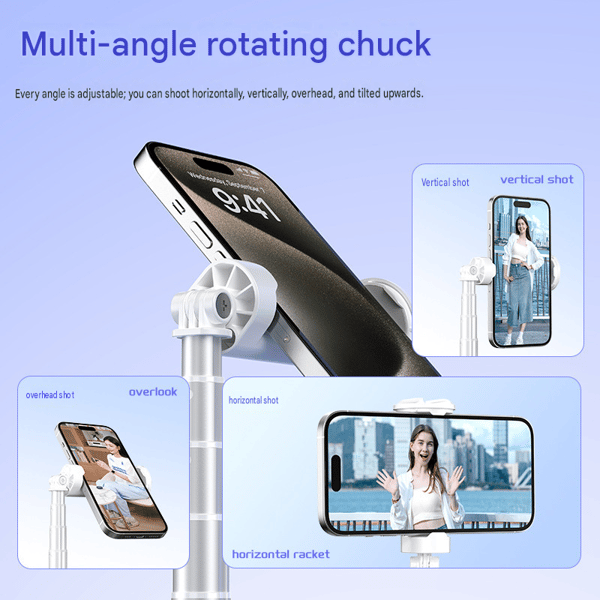 Selfiestativ, 161 cm bærbart smarttelefonstativ med Bluetooth-fjernkontroll