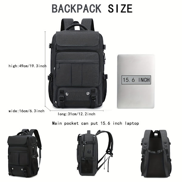 Backpack - Large Carry-on Backpack, 17.3-inch Laptop Backpack (Peacock Green)