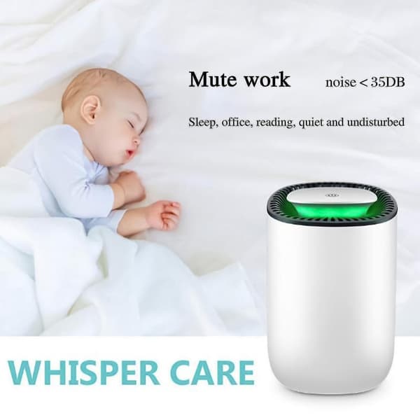 Portable Mini Dehumidifier Compatible with Home Ultra-Quiet Automatic Shut-Off Dehumidifier Compatible with Wardrobe Bedroom Kitchen Basement