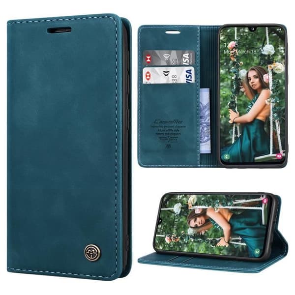 SmartLegend Samsung Galaxy A40 Cover, Foldbart Lædercover, Frostet Overflade, Multifunktionelt, Bærbart, Sikkert, Farve: Blå