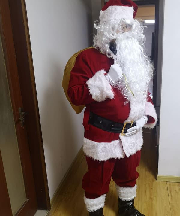 Julemandsdragt Julekostume Fløjl Juleleg (L)