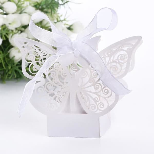 Presentask - QIFULL - 50 st - Vit - Papper och band - 4,5x4,5 cm