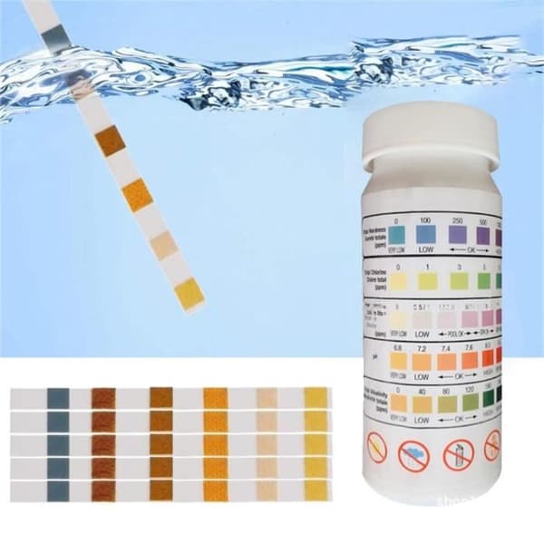 5-i-1 Vattenkvalitetsteststickor - VVIKIZY - 50 Tester - pH, Klor, Alkalinitet, Hårdhet