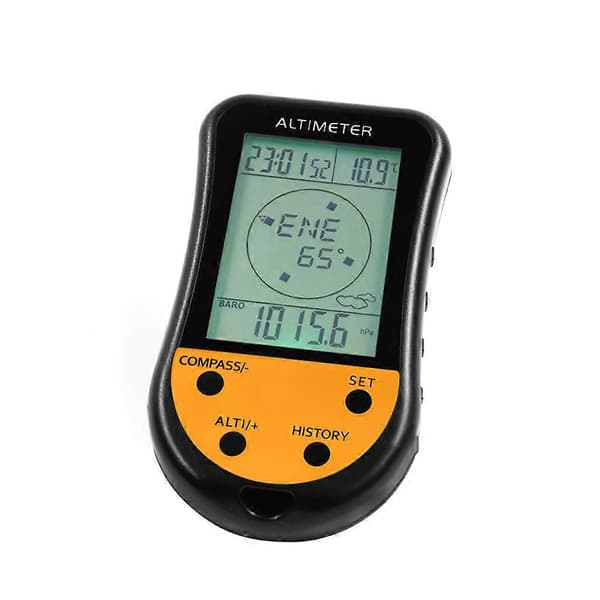 Elektronisk digitalt høydemåler 8 i 1 multifunksjon LCD-bakgrunnsbelysning Mini høydemåler Barometer Kompass Termometer Værvarsel Klokke Kalender for utendørs bruk Solid Normal