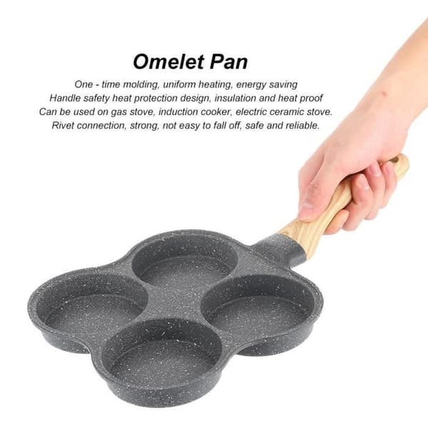 Pannekakemaker, 4-hulls omelett non-stick eggpanner, 4-kopps stekepanne, frokostpannekakeformer