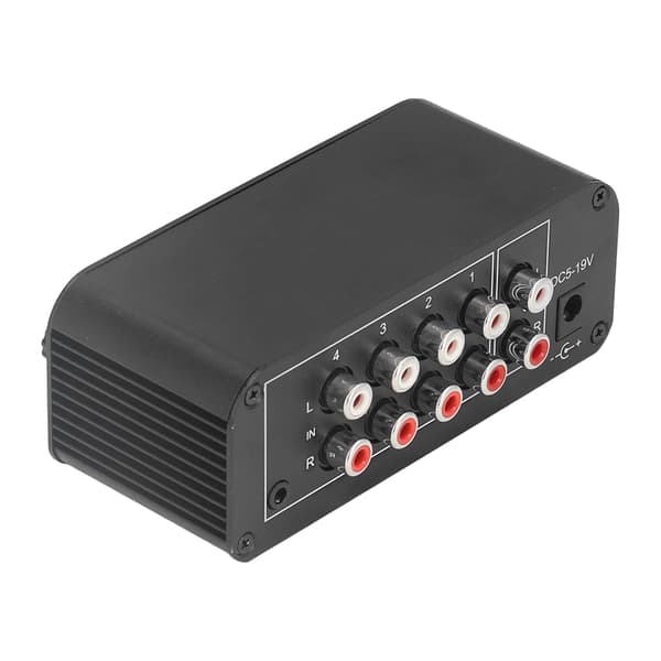 4-Channel RCA Input and Output Mini Stereo Audio Mixer with Separate Headphone Volume Controls