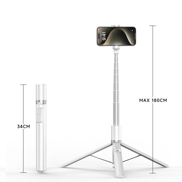 Selfiestativ, 161 cm bærbart smarttelefonstativ med Bluetooth-fjernkontroll