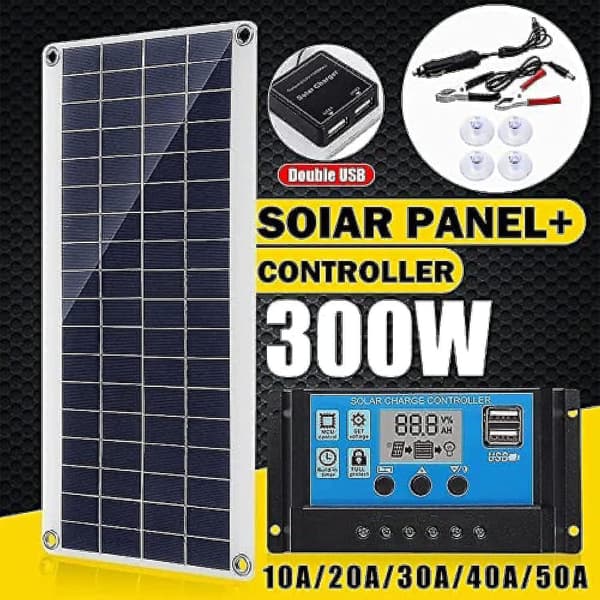 300W 12V Solcellepanel Kit Batterilader 300 Watt 12 Volt Off Grid System Med 10A-60A Kontroller-11