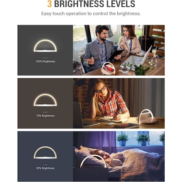 Wireless Charger Bedside Lamp, Touch Table Lamp, LED Night Light