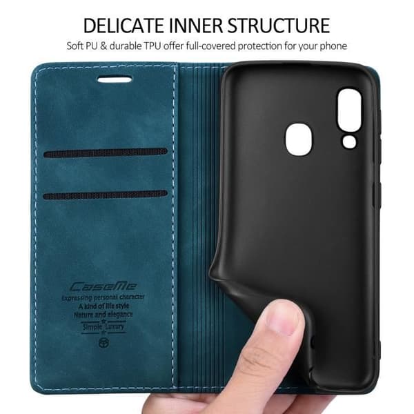 SmartLegend Samsung Galaxy A40 Cover, Foldbart Lædercover, Frostet Overflade, Multifunktionelt, Bærbart, Sikkert, Farve: Blå