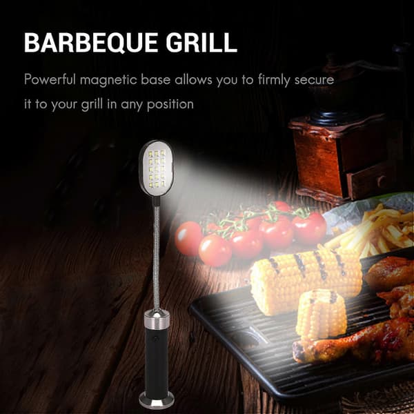 Grilllys med magnetisk base, supersterke LED-lys - 2-pakning