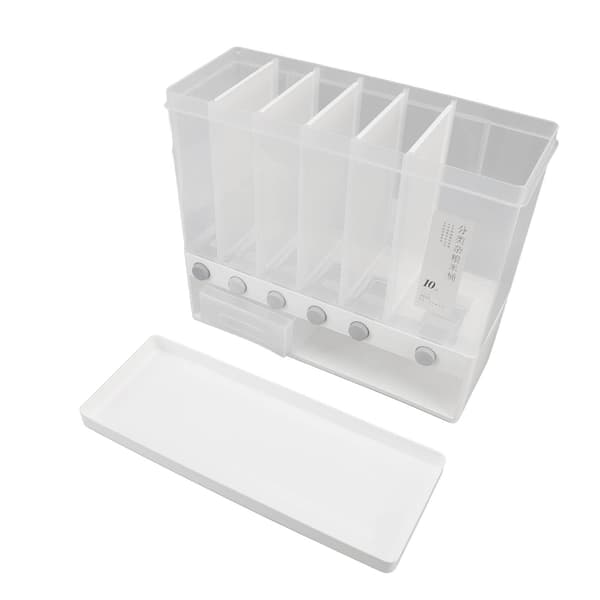 10L Wall Mounted Cereal Dispenser 6 Compartments Pressed Sealed Dry Food Storage Container