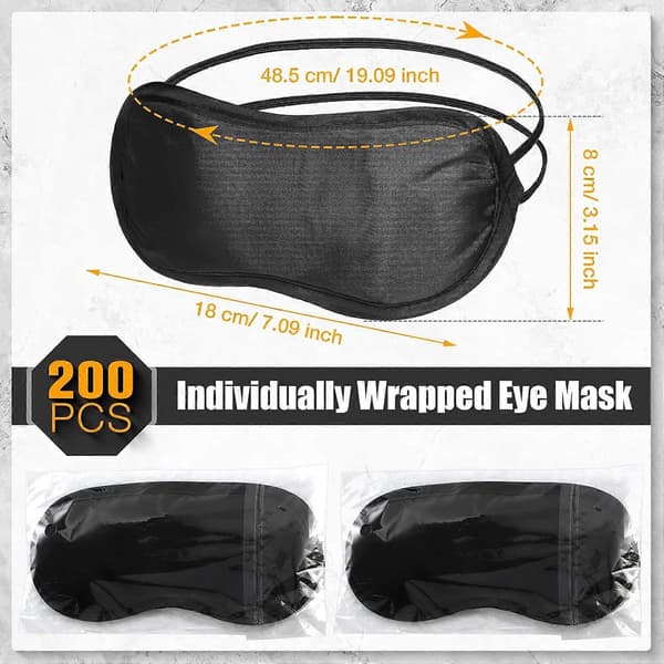 2025 Latest Model 200 Pcs Eye Mask Sleep Mask Blindfold with Adjustable Strap for Gaming