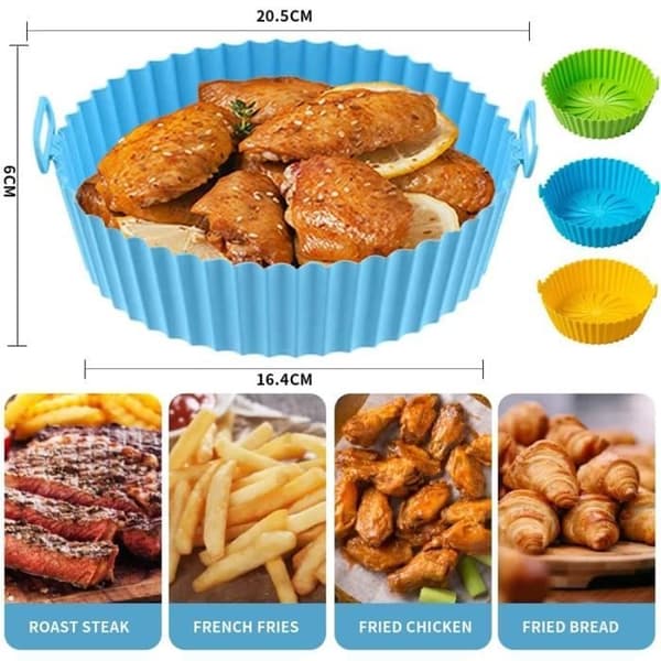 Airfryer Tilbehør - Silikonegryde - 20,5 cm - Non-stick - Mikrobølgesikker