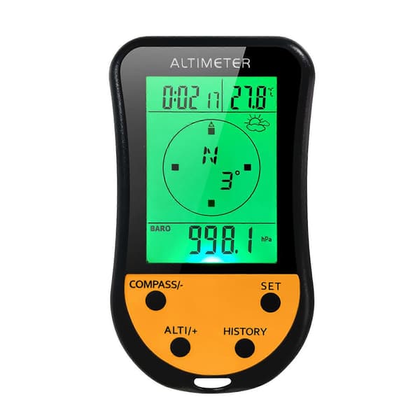 Elektronisk Digital Højdemåler 8 i 1 Multifunktions LCD Baggrundslys Mini Højdemåler Barometer Kompas Termometer Vejrudsigt Ur Kalender til Udendørs Solid Normal