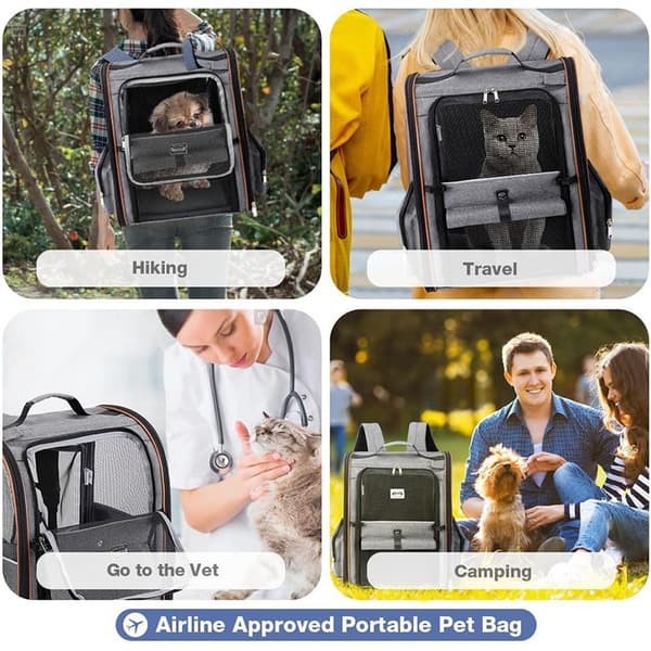 Large Cat Carrier Backpack Expandable - Pet Carrier Backpack for Small Dogs Medium Cats Fits Up To 11 kg, Grey