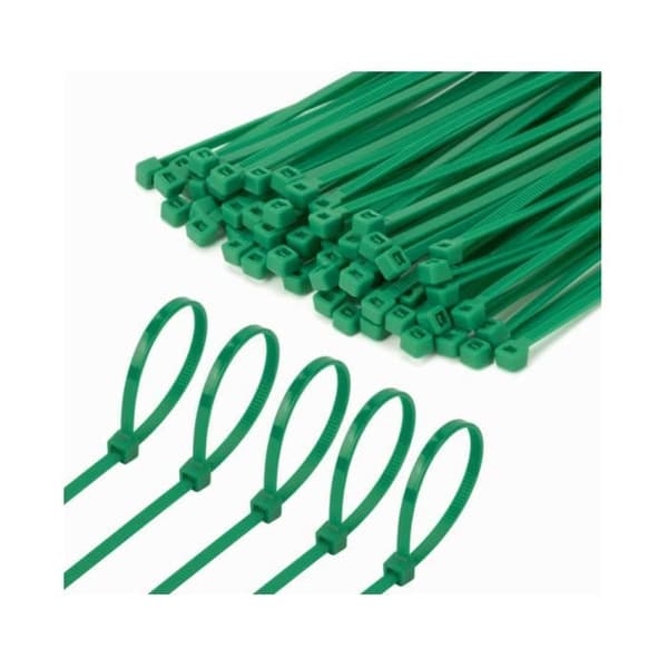Kabelbindere - Pakke med 100 - Nylon - Grøn - Almindelig
