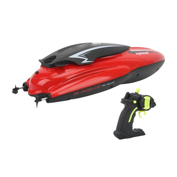 RC Racing Boat Waterproof ABS Anti-Fall Fast Stable Remote Control Boat 2 Batteries Red