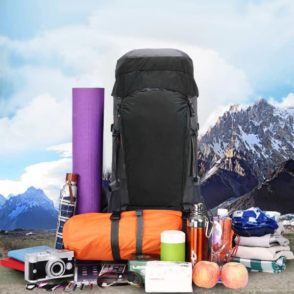 Backpack Oxford Fabric Breathable Durable Buckle Design Climbing Backpack for Hiking Camping 65L Black