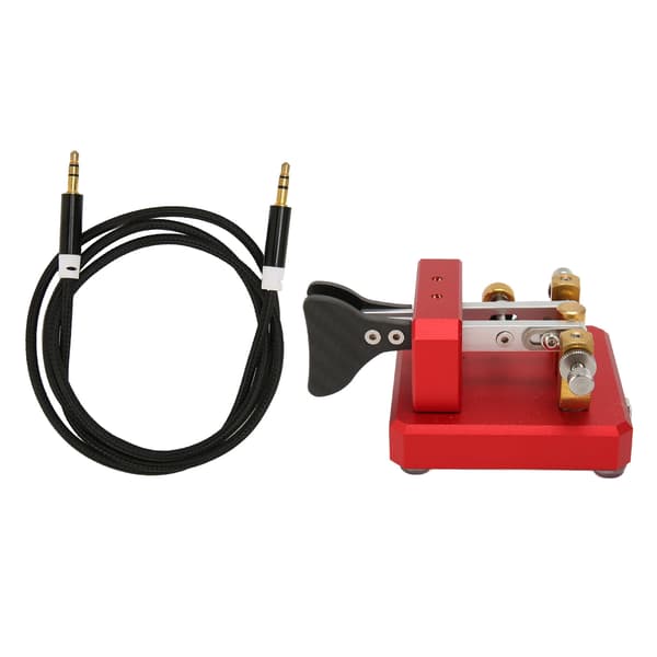 Morse Code Key Dual Paddle Automatic Shortwave Portable CW Morse Telegraph Key for Camping Indoor Burgundy