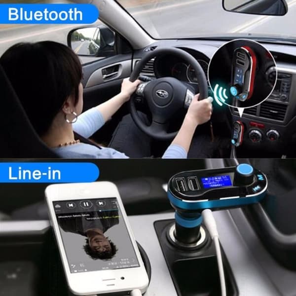 Bluetooth Radio MP3-afspiller Bilradio FM-sender USB SD-modulator Bil Blå