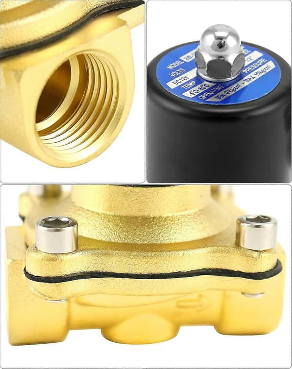1/2\" NPT Mässing Elektrisk Magnetventil 12V DC Normalt Stängd med Tätning -