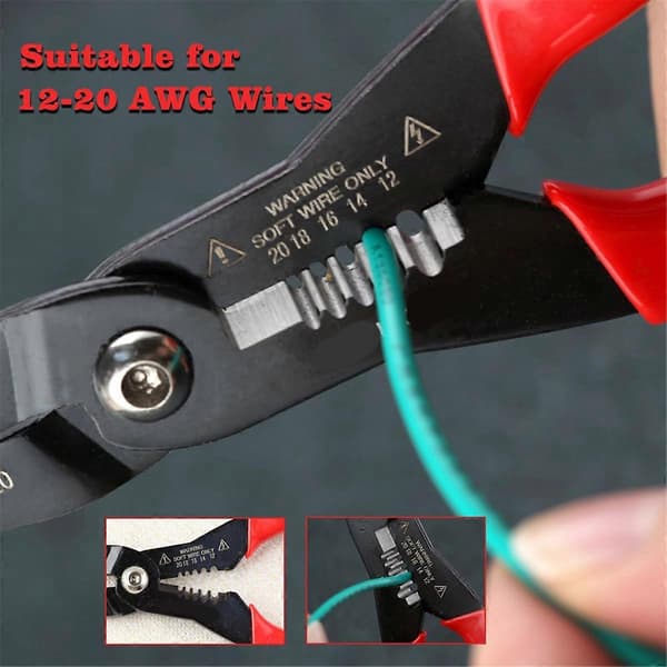 4-i-1 multifunksjonell elektrikertang, trådkutter, avisoler, griper for 12-20 AWG isolert & Nei RedBlack
