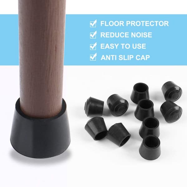 SOURCING MAP 24 stk. møbelglidere stolebenkapper puder benbeskyttere sort gummi 16 mm ID