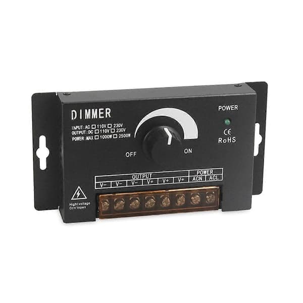 AC220V 2500W LED Dimmer Trinnløs Lysstyrkekontroller Black