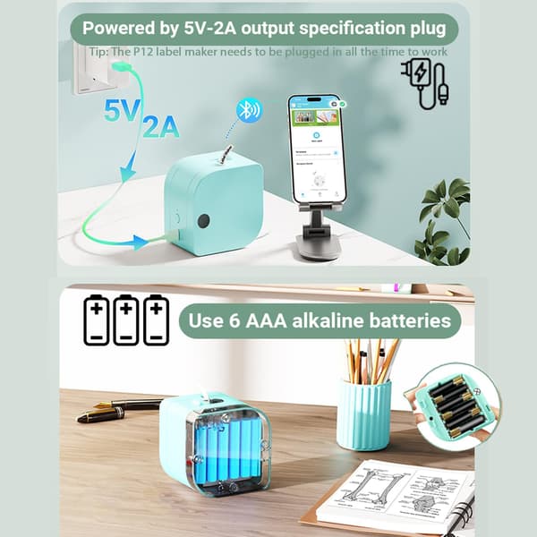 P12 Bluetooth Label Maker with Tape, Small Portable Thermal Transfer Label Printer, Multiple Templates Label Machine for Home Office Green